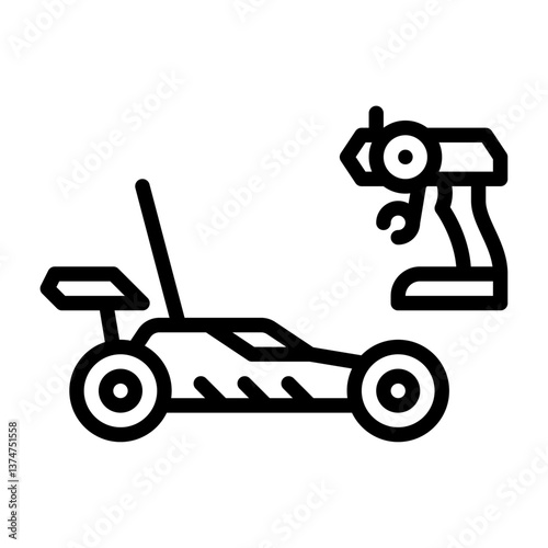 Remote control car outline icon, Remote control car black line illustration