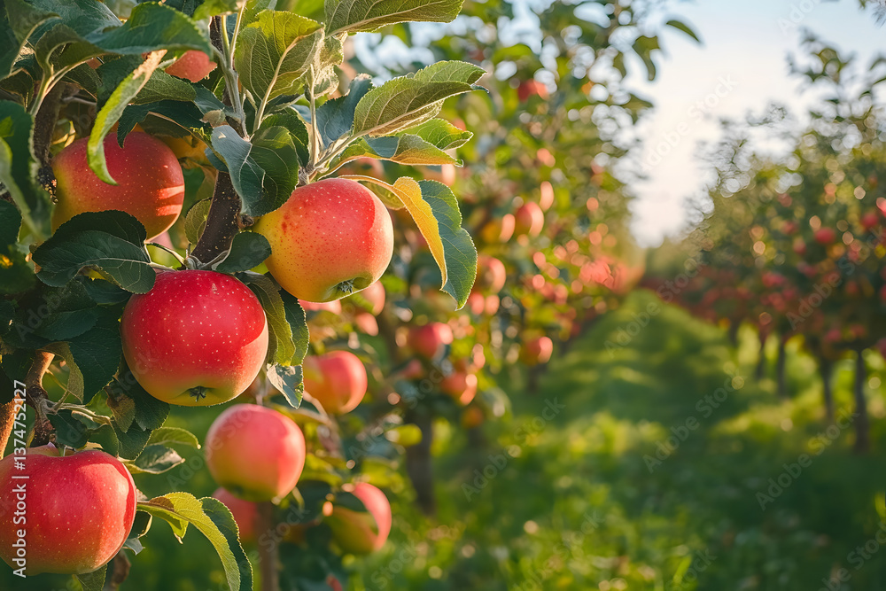 Obraz premium apple orchard before harvesting