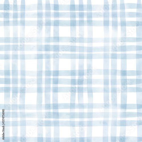Light Blue Plaid Gingham Hand Drawn Background Pattern Overlay