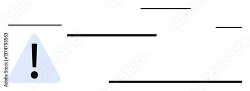Exclamation mark inside triangle surrounded by horizontal lines conveys warning, urgency, or alert. Ideal for safety, caution, hazard, attention, risk signal. Simple flat metaphor