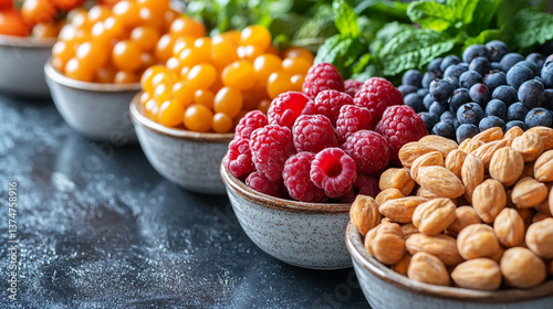 Wallpaper Mural A vibrant assortment of colorful and healthy snacks representing a modern approach to wellness and balanced living, symbolizing nourishment, vitality, and a conscious lifestyle choice Torontodigital.ca