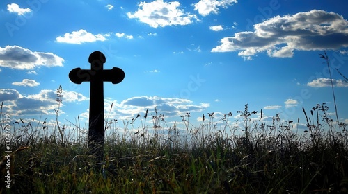 Cross on Sky White Cloud Good Friday Background Religious