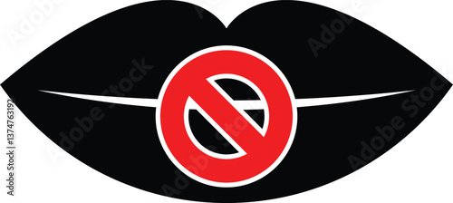 Muted Mouth with Restriction Icon Symbol.