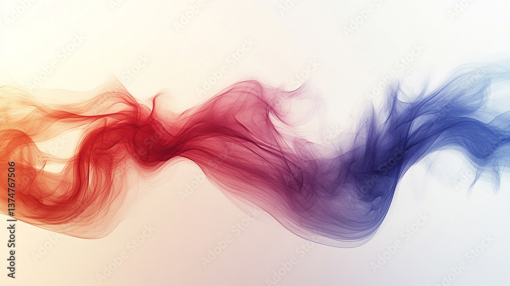 Fototapeta premium A dynamic abstract background with black, white, blue, and red blending in fluid waves Symbolizes contrast balance passion tranquility and modern creativity with a smooth flowing gradient