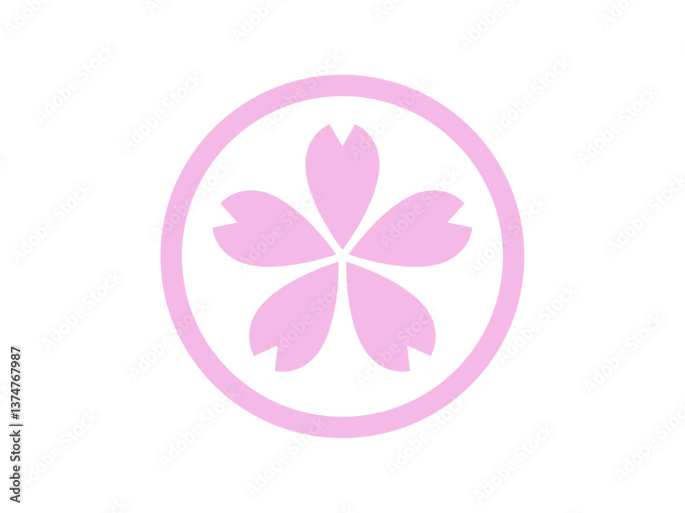 Fototapeta premium 桜の花円型アイコン