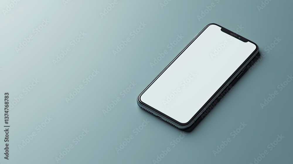 A smartphone resting on a clean, light background with a blank screen for minimalistic visuals. A smartphone resting on a clean, light background with a blank screen for minimalistic visuals.