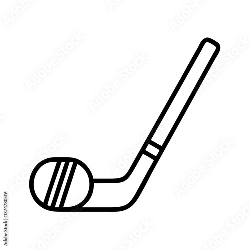 Hockey stick and puck icon illustration.