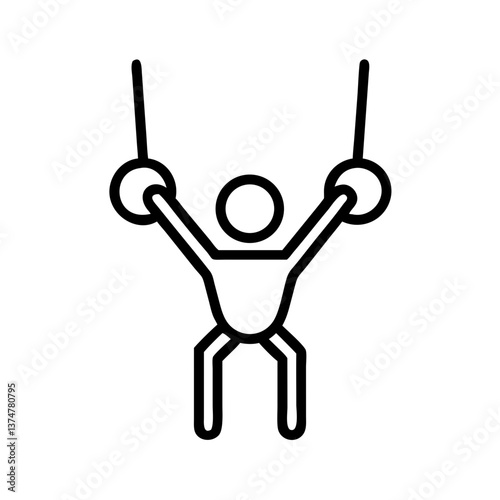 Gymnast on rings icon illustration.