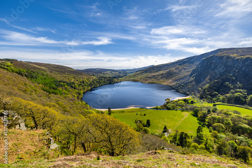 Lake Lough Tay in the Wicklow Mountains Ireland	