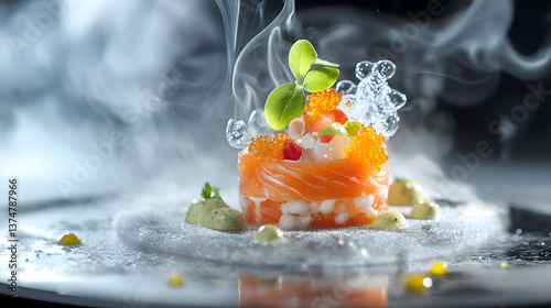 A fine dining amuse-bouche selection with molecular gastronomy elements.