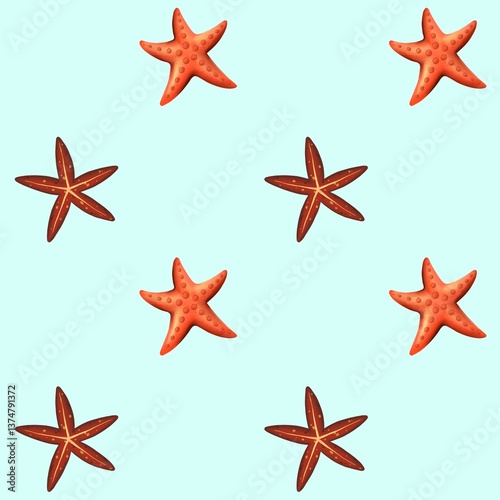 Ocean seamless pattern with sea creatures