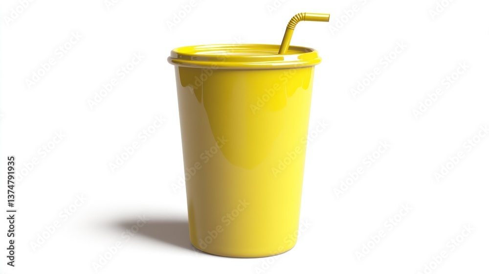 Yellow Plastic Drink Cup with Straw Yellow Plastic Drink Cup with Straw