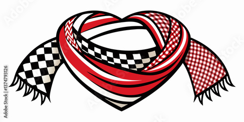 vector heart shape scarf keffiyeh style