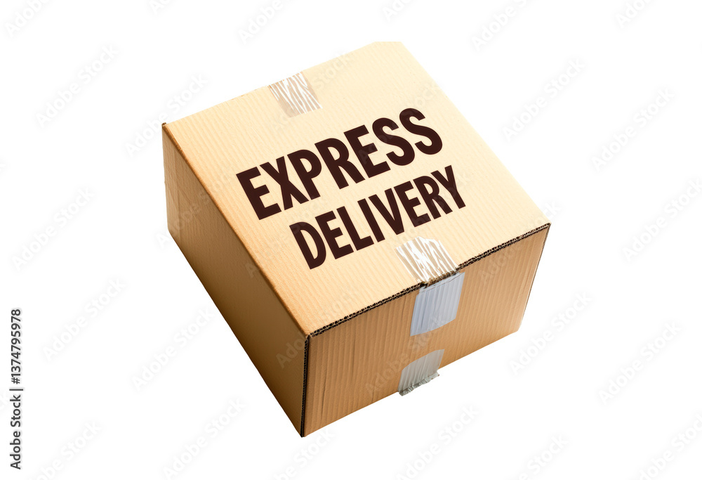 Cardboard box for express delivery service isolated on transparent background Cardboard box for express delivery service isolated on transparent background