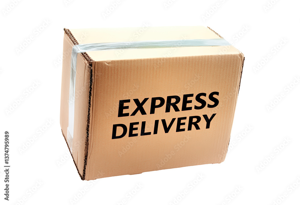 Delivery box showcasing express service for quick shipment isolated on transparent background Delivery box showcasing express service for quick shipment isolated on transparent background