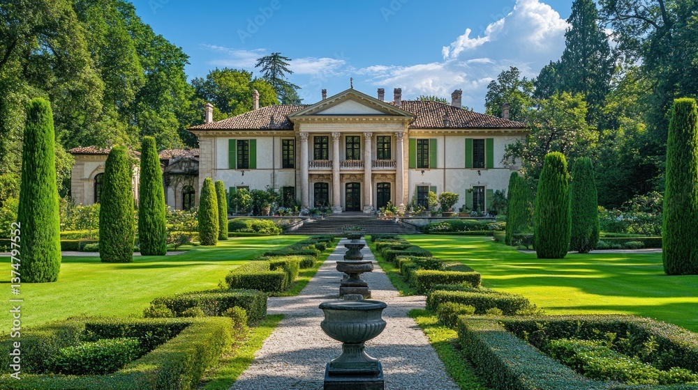 Obraz premium Versailles Palace Garden with Historic Architecture and Lush Park
