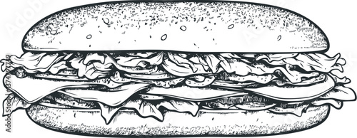 Detailed hand drawn illustration of sandwich