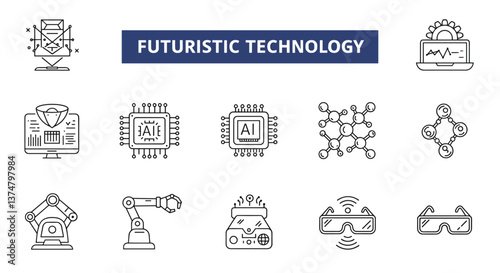 Futuristic Technology Icons: AI, Robotics, and More