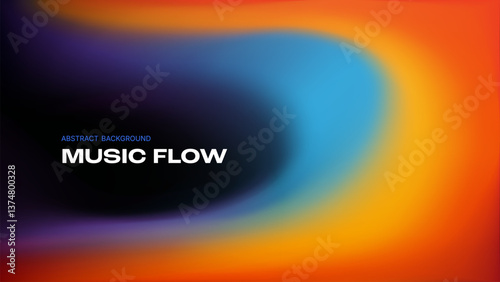 Abstract music flow, smooth color gradients blending in dynamic motion. Vibrant energy, sound wave visualization, and digital harmony concept. Music, tech, and creative designs. Vector illustration.