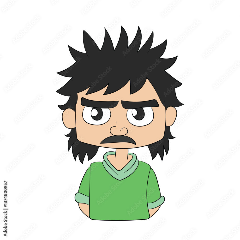 Obraz premium Young man with crying face cartoon character