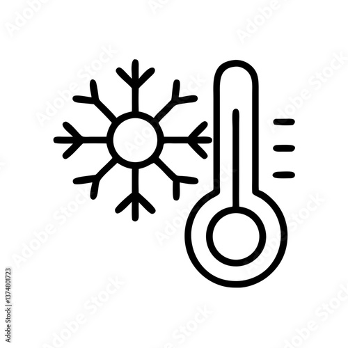 Temperature gauge and snowflake symbolizing weather dynamics  icon, vector