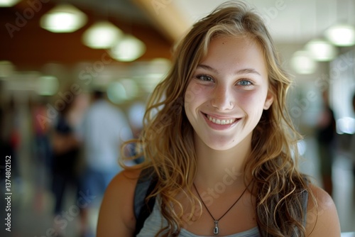 Wallpaper Mural Smiling portrait of a young female Caucasian student in a college in the USA Torontodigital.ca
