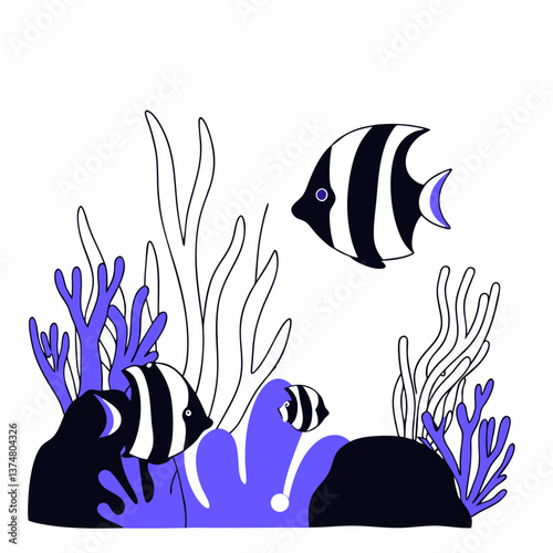 Underwater Diving Scene with Coral Reefs