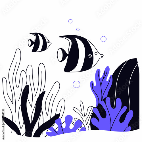 Underwater Diving Scene with Coral Reefs