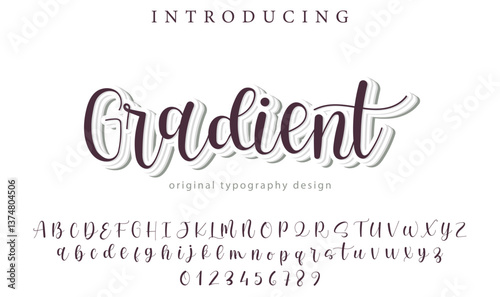 Gradient Font Stylish brush painted an uppercase vector letters, alphabet, typeface