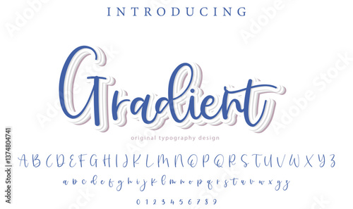 Gradient Font Stylish brush painted an uppercase vector letters, alphabet, typeface