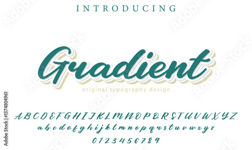 Gradient Font Stylish brush painted an uppercase vector letters, alphabet, typeface