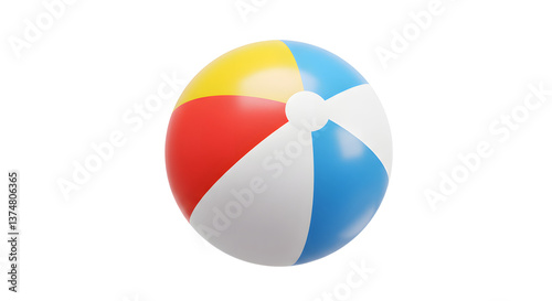 Isolated Beach Ball with Red Yellow Blue White Colors