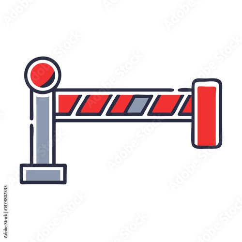 Security Barrier Icon in Simple Style with Red and Gray Colors  
