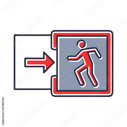 Emergency exit sign indicating safe escape direction  
