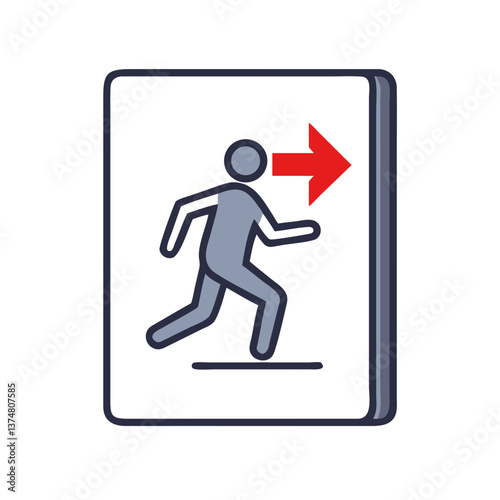 Emergency Exit Sign with Running Figure and Directional Arrow  