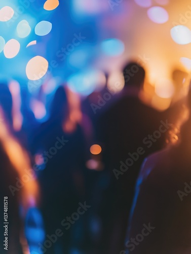Lively event with party attendees in dimly lit venue