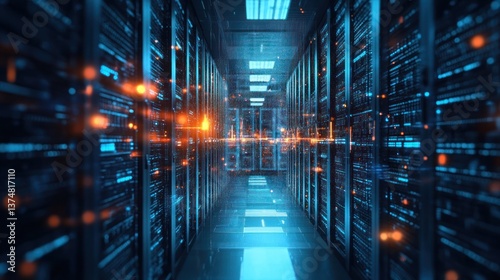 Server room interior, data centers. Ideal for technology, data centers, IT, dan cloud computing, perfect for stock photography projects.