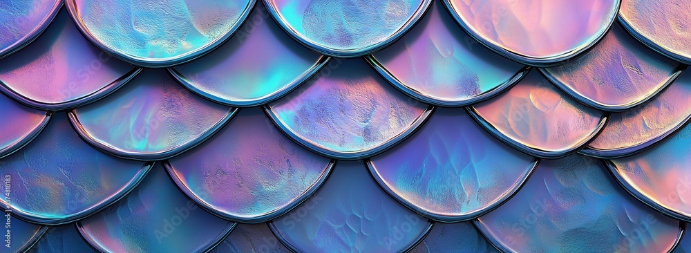 Obraz premium Holographic mermaid scales pattern background, shiny fish scales pattern background
