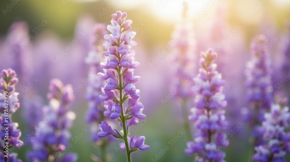Close-up of blooming fields with purple and white flowers, soft green stems, natural light, peaceful springtime vibe. Close-up of blooming fields with purple and white flowers, soft green stems, natural light, peaceful springtime vibe.