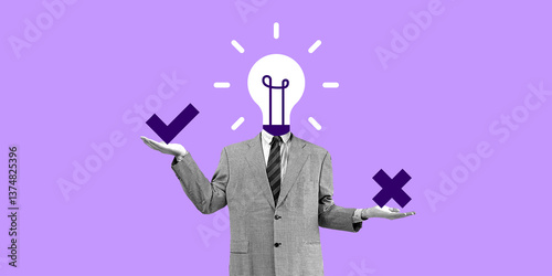 Abstract Concept Art. Business People. Vector Flat Illustration. Purple Background.