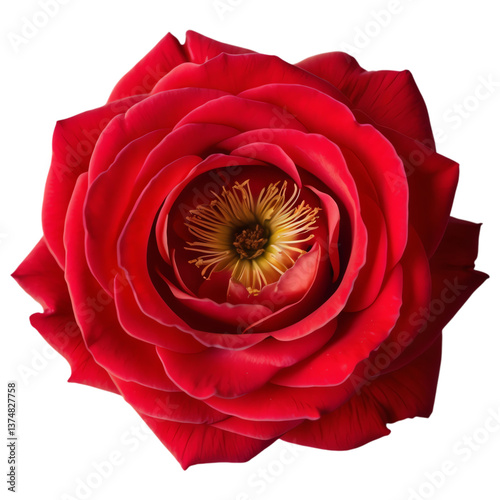 Beautiful red rose isolated on transparent background