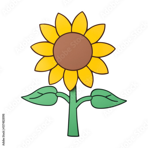Cartoon sunflower drawing isolated on transparent background