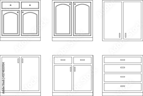 silhouette design vector illustration sketch detail furniture classic vintage modern wooden cabinet