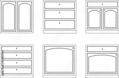silhouette design vector illustration sketch detail furniture classic vintage modern wooden cabinet