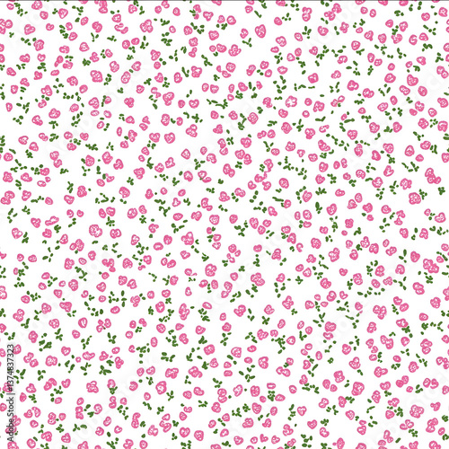 A cute pink and white pattern with delicate small roses on it a seamless pattern of tiny rosebuds in pastel shades set against a white background creating a charming