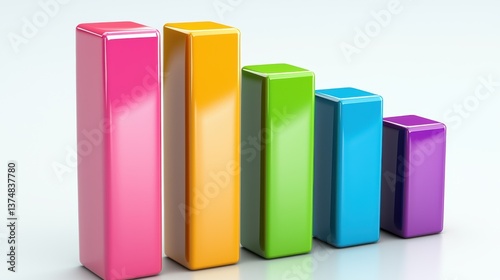 Colorful 3D Bar Graph Chart Showing Business Data Growth Success Statistics