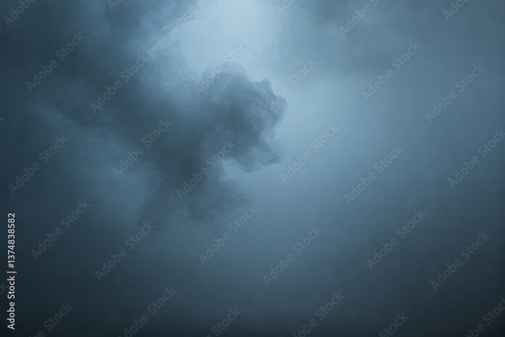 Fototapeta premium Ethereal Mist: Swirling blue smoke creates an abstract, dreamlike atmosphere, capturing a moment of mystery and serene beauty.
