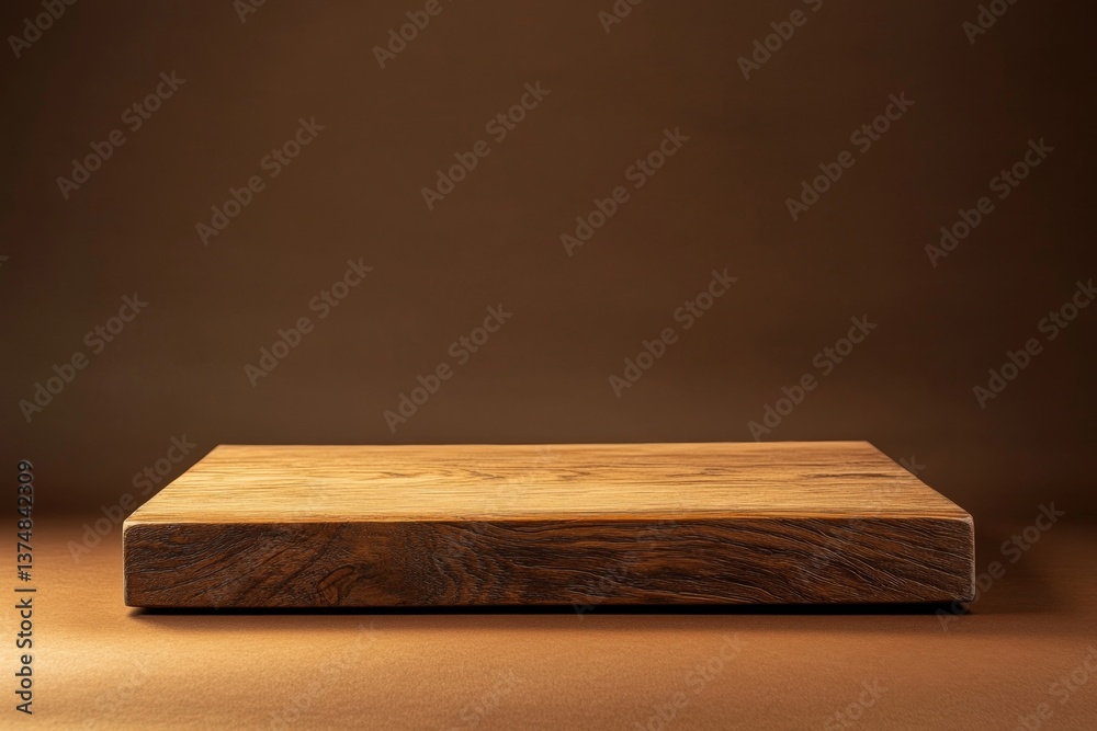 Empty wooden display podium on brown background Empty wooden display podium on brown background