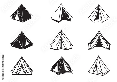 Tent silhouette Vector Set