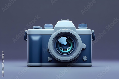 photo camera,A realistic 3D camera icon with a detailed lens and glossy body,modern mirrorless digital camera in retro style close-up, black, metal, body without a lens on a colored geometric bg pic